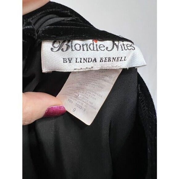 Y2K Vintage Black Stretch Velvet sequin Halter Top Dress Blondie Nites Size 9 - Picture 5 of 6